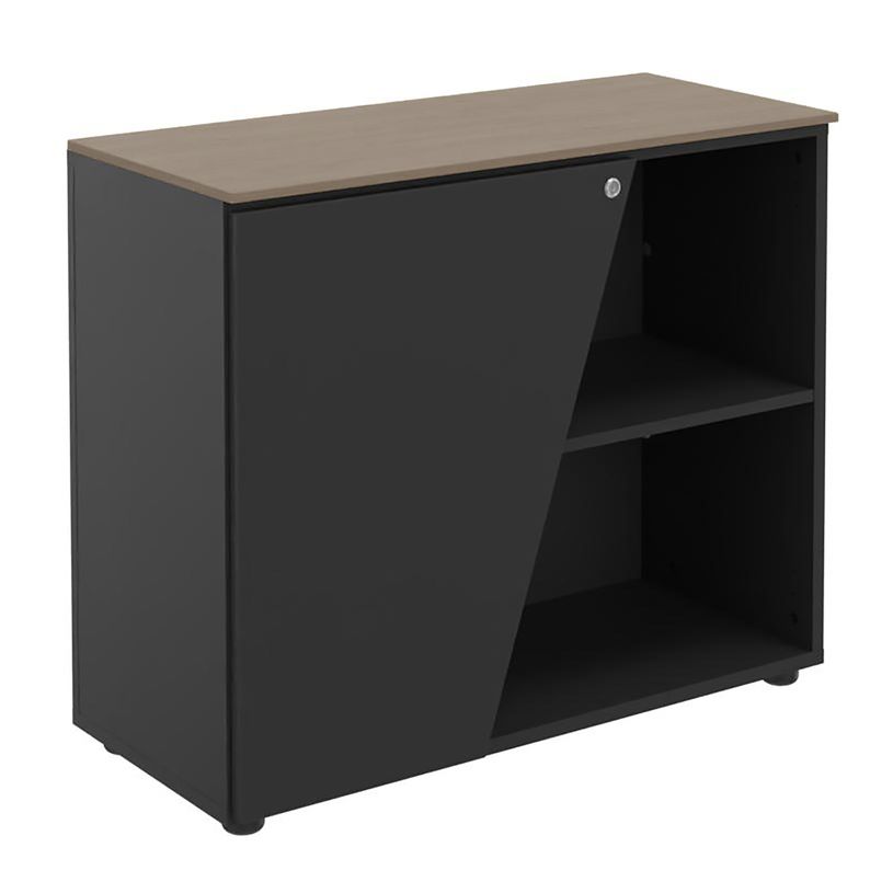 3253310544437-Armoire basse KHEOPS  - porte à gauche - structure carbone - finition imitation noyer-P_405224004_1-0