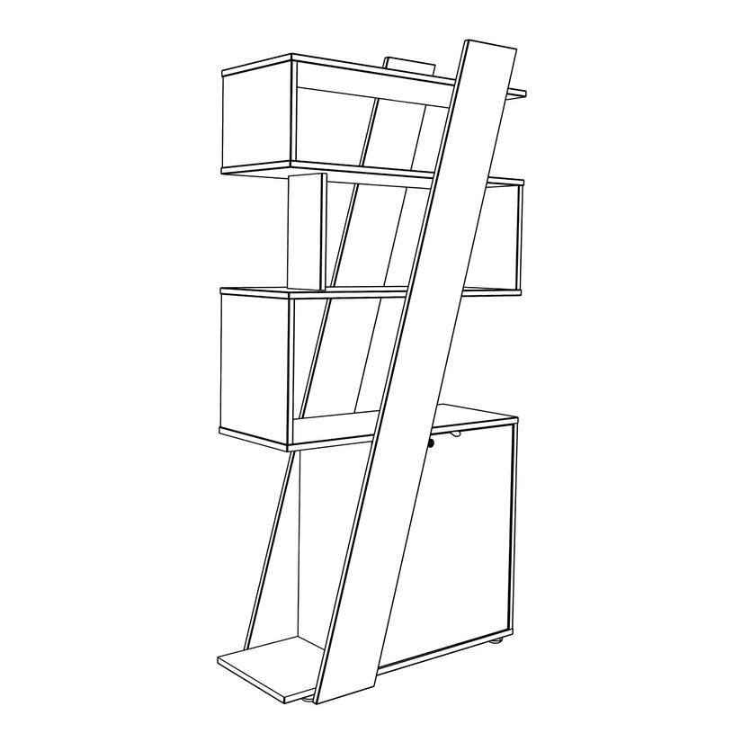 3253310544567-Bibliothèque haute KHEOPS - porte à droite - structure blanc perle - finition imitation -P_405224009_2-1