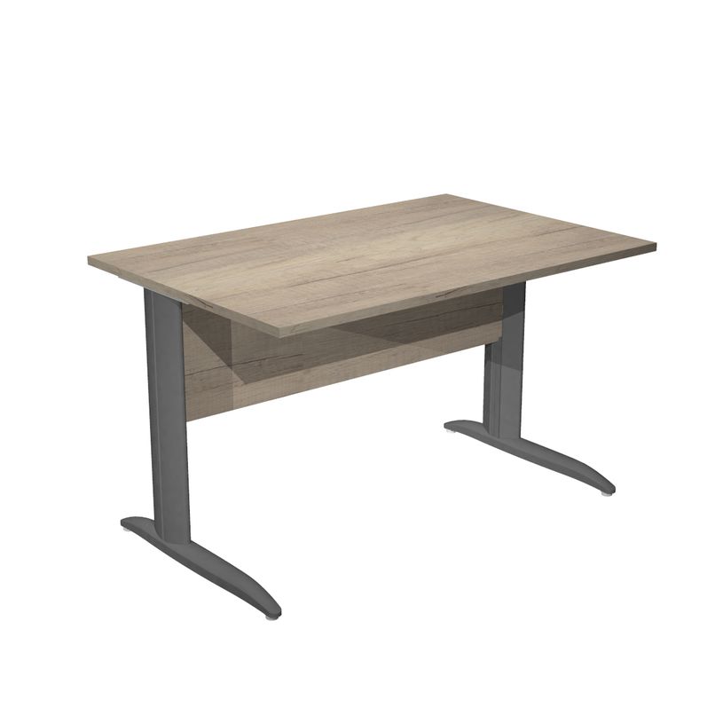 7331920009471-Bureau droit Trend - L120 - Pieds métals - plateau imitation chêne canadien - pied anthr-P_405224094_1-0