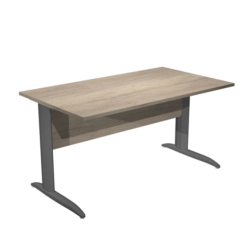 7331920009488-Bureau droit Trend - L140 - Pieds métals - plateau imitation chêne canadien - pied anthr-P_405224095_1-0