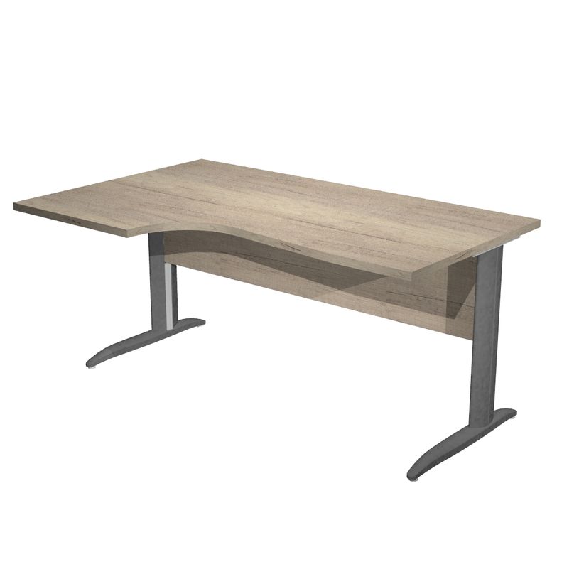 0404052241129-Bureau compact Trend - L160 cm - retour à gauche - Pieds métals anthracite - plateau imitation chêne canadien - (pieds de renfort obligat-P_405224112_1-0