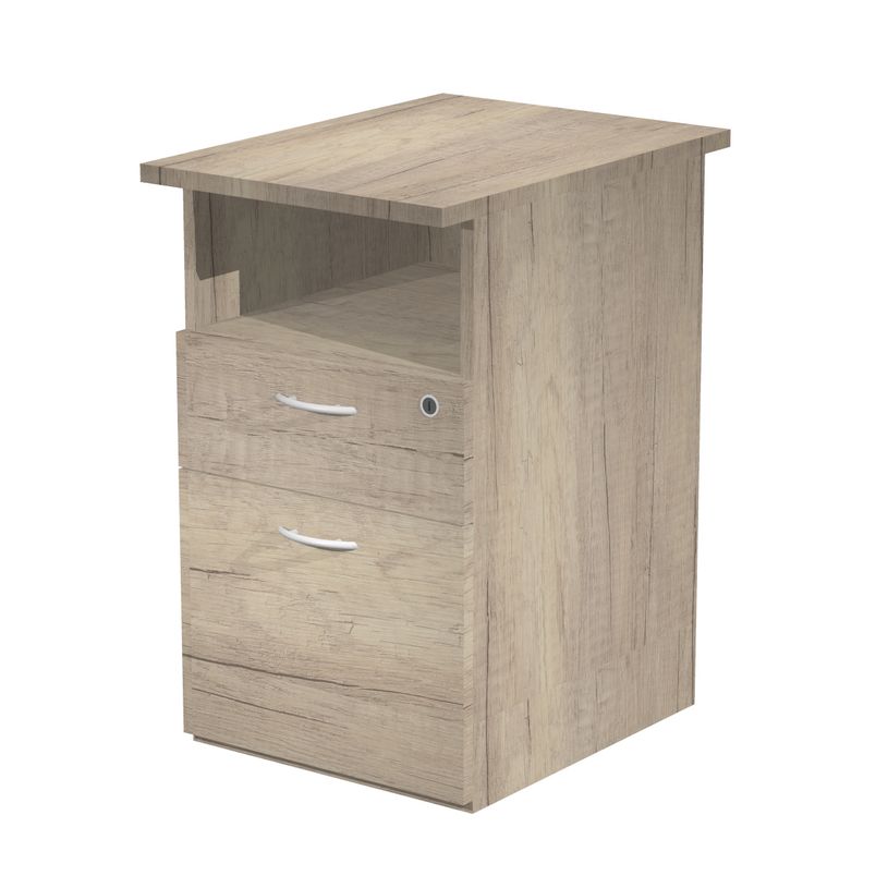 7331920004285-Caisson hauteur bureau Trend - L43xP60xH72 cm - 2 tiroirs dont 1 DS + 1 niche - imitation -P_405224131_1-0