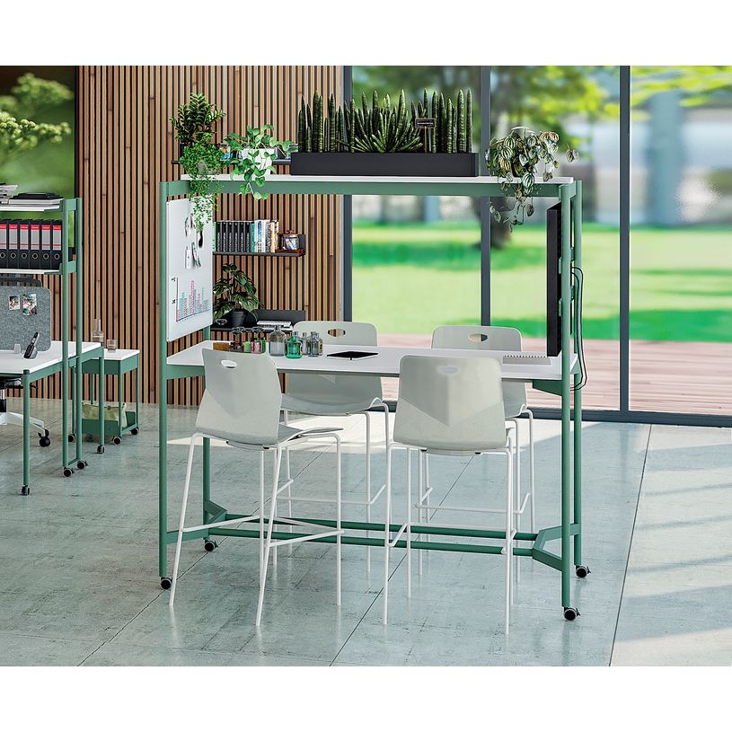 3253310546929-Table Coworking ELKI - L180 - plateau blanc perle - pied carbone-P_405224326_3-2