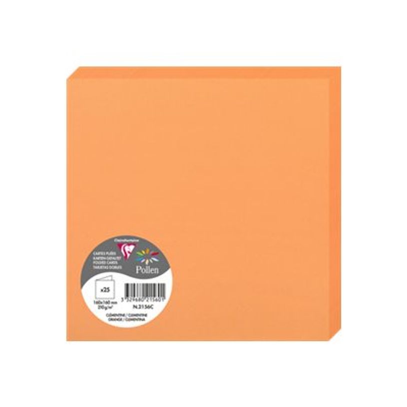 3329680215601-Clairefontaine Pollen - Papier - orange - 160 x 160 mm - 210 g/m² - 25 carte(s) cartes pl-P_405224460_1-1