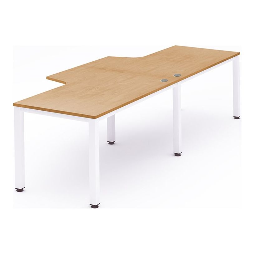 8427951221216-Rocada Executive - bureau double - L360 cm - plateau hêtre - pied blanc-P_405224893_1-0