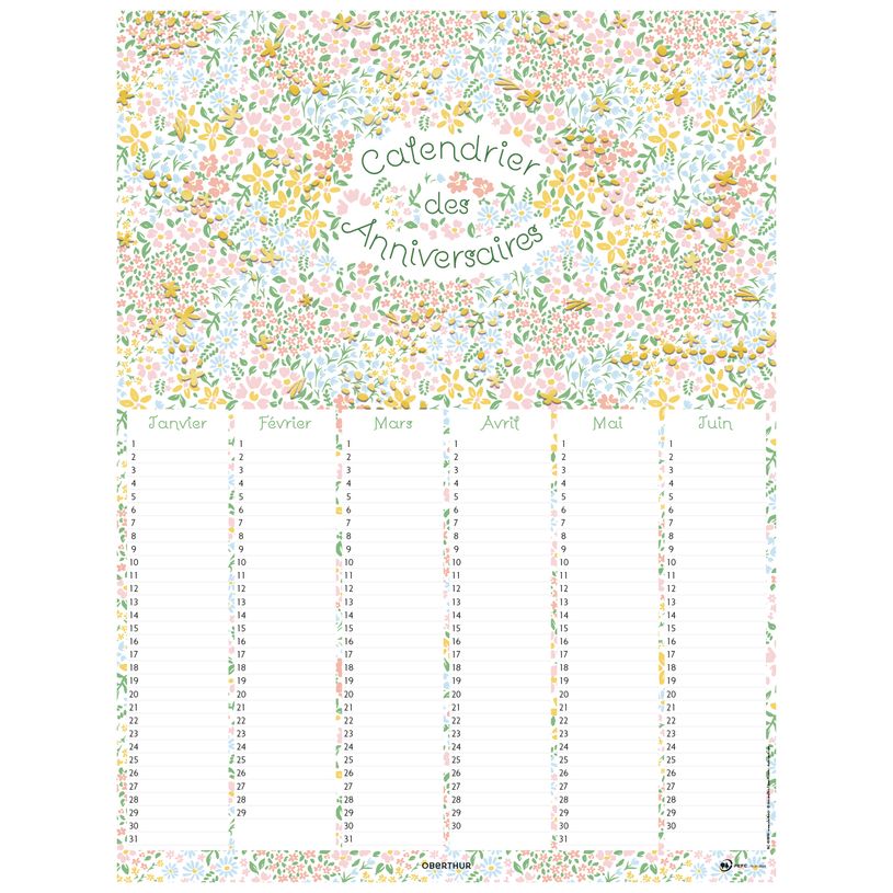3664447167800-Petites Fleurs - calendrier anniversaires 32 × 42--0