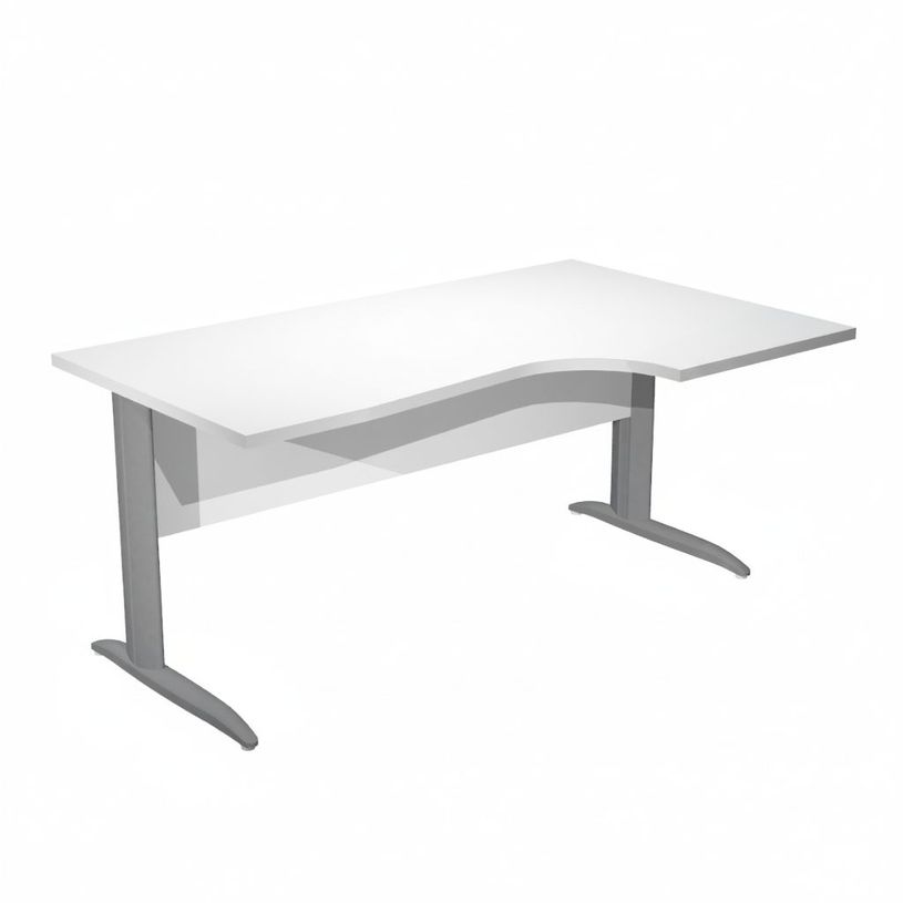 0404052256383-Bureau compact Trend - L160 cm - retour à droite - Pieds métals anthracite - plateau blanc - (pieds de renfort obligatoire à rajou--0