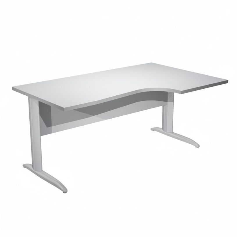 0404052256727-Bureau compact Trend - L160 cm - retour à droite - Pieds métals effet chromé - plateau gris - (pieds de renfort obligatoire à rajou--0