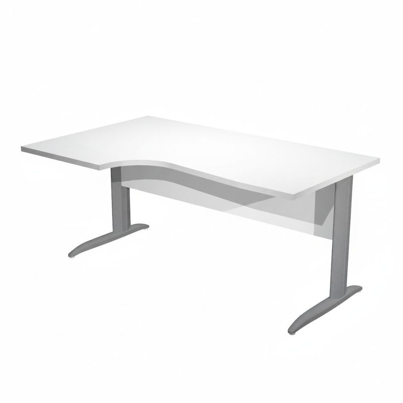 0404052257014-Bureau compact Trend - L160 cm - retour à gauche - Pieds métals anthracite - plateau blanc - (pieds de renfort obligatoire à rajou--0