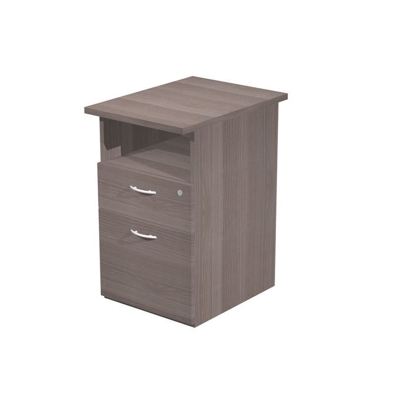 0404052257564-Caisson hauteur bureau Trend - L43xP60xH72 cm - 2 tiroirs dont 1 DS + 1 niche - imitation frêne Toscan--0