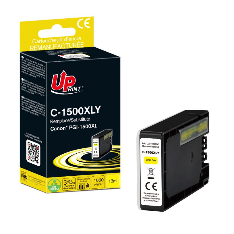 3584770912888-Cartouche remanufacturée Canon PGI-1500XL - jaune - Uprint--2
