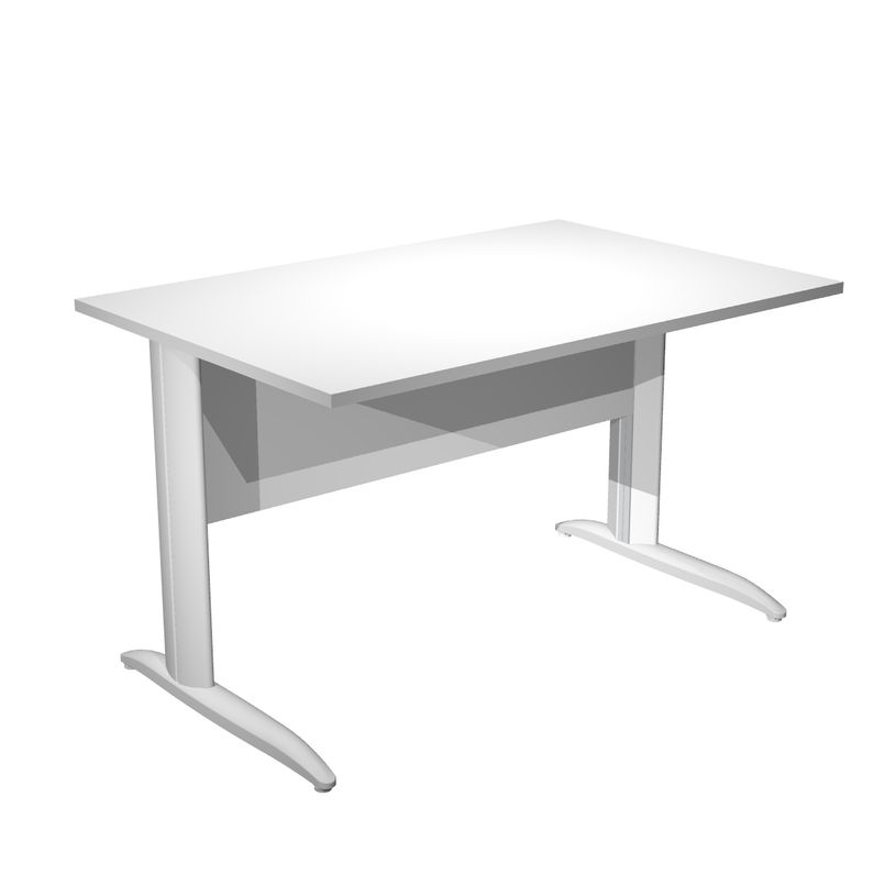 0404052255133-Bureau droit Trend - L120 - Pieds métals - plateau blanc - pied blanc-P_405225513_1-0
