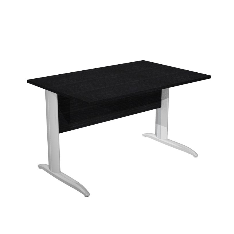 0404052255263-Bureau droit Trend - L120 - Pieds métals - plateau imitation frêne noir - pied effet chr-P_405225526_1-0