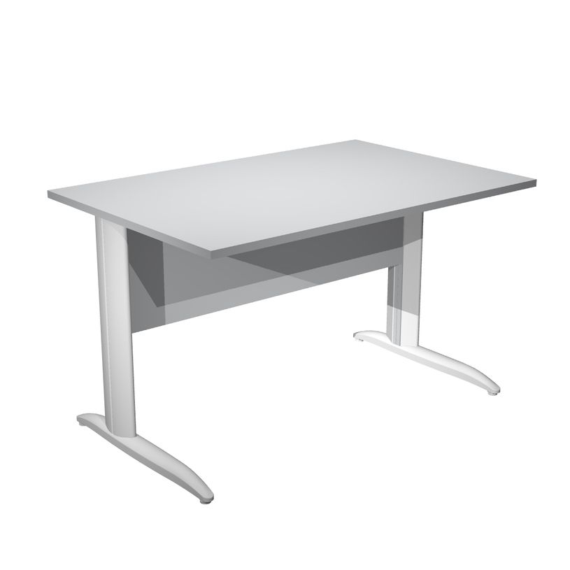 0404052255621-Bureau droit Trend - L140 - Pieds métals - plateau gris - pied blanc-P_405225562_1-0