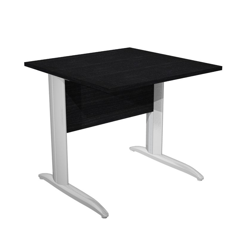 0404052256208-Bureau droit Trend - L80 - Pieds métals - plateau imitation frêne noir - pied effet chro-P_405225620_1-0