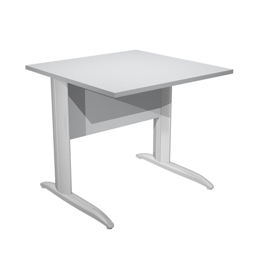 0404052256246-Bureau droit Trend - L80 - Pieds métals - plateau gris - pied effet chromé-P_405225624_1-0