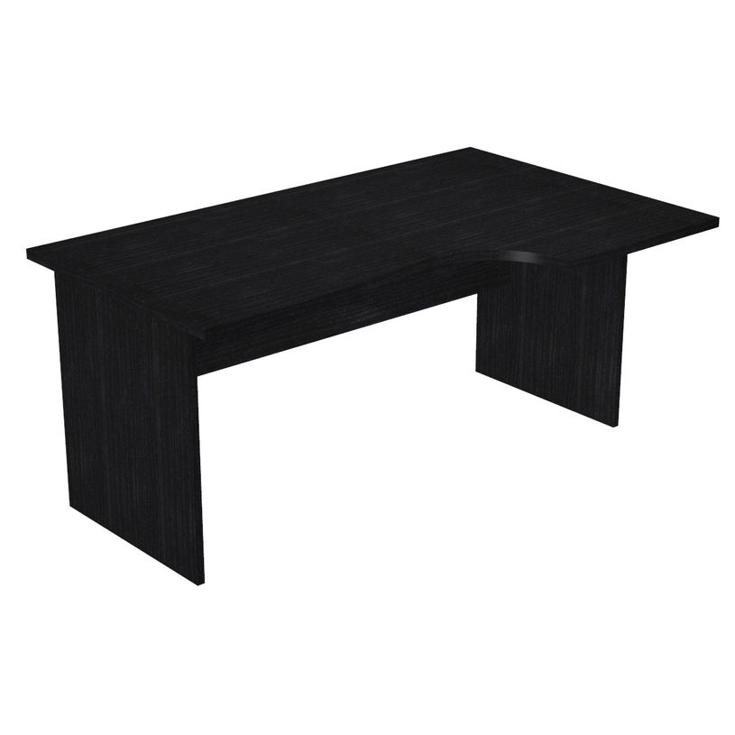 0404052256895-Bureau compact Trend - L160 cm - retour à droite - pieds panneaux - plateau imitation frêne noir - (pied de renfort obligat-P_405225689_1-0