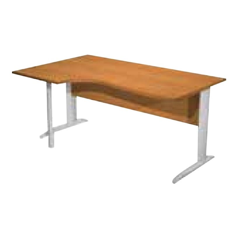 0404052257144-Bureau compact Trend - retour à gauche avec pieds métal en L + pied de renfort - L160 - plateau imitation fr