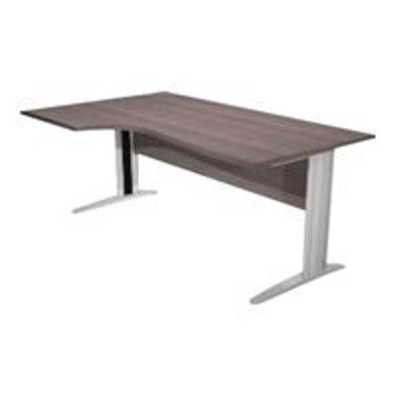 0404052257335-Bureau compact Trend - L160 cm - retour à gauche - Pieds métals anthracite - plateau gris - (pieds de renfort obligat-P_405225733_1-0