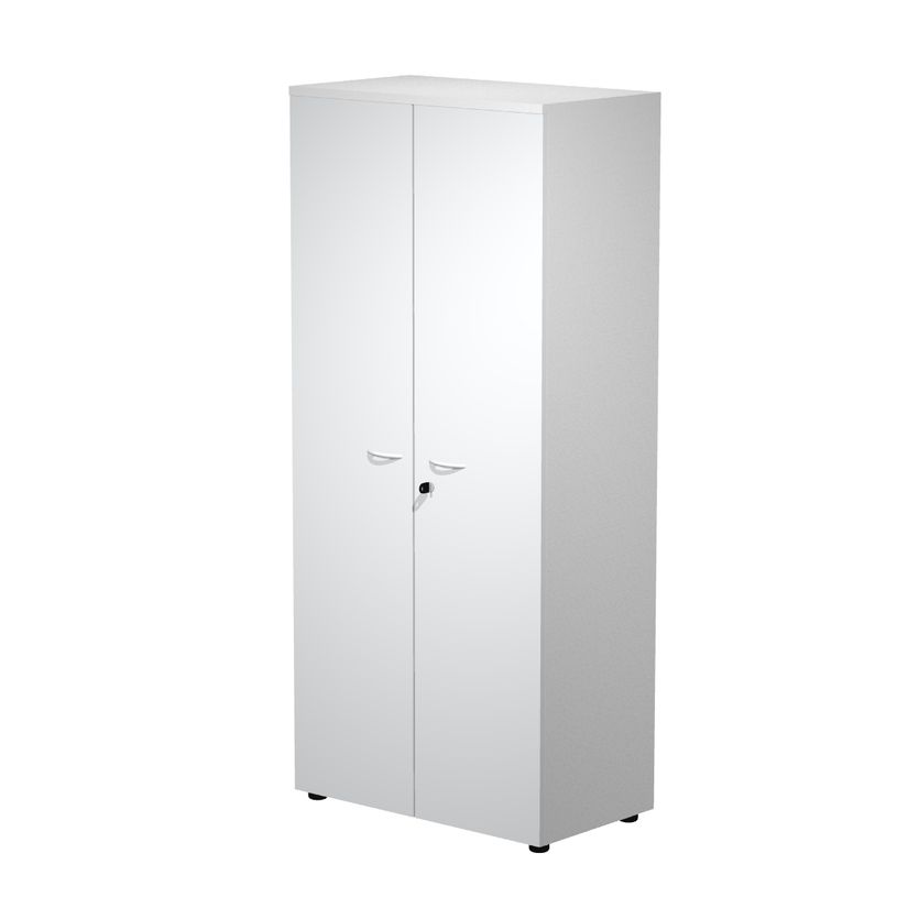0404052257755-Bibliothèque haute Trend - L80xP44xH180 cm - 2 portes en mélaminé avec serrure - gris-P_405225775_1-0