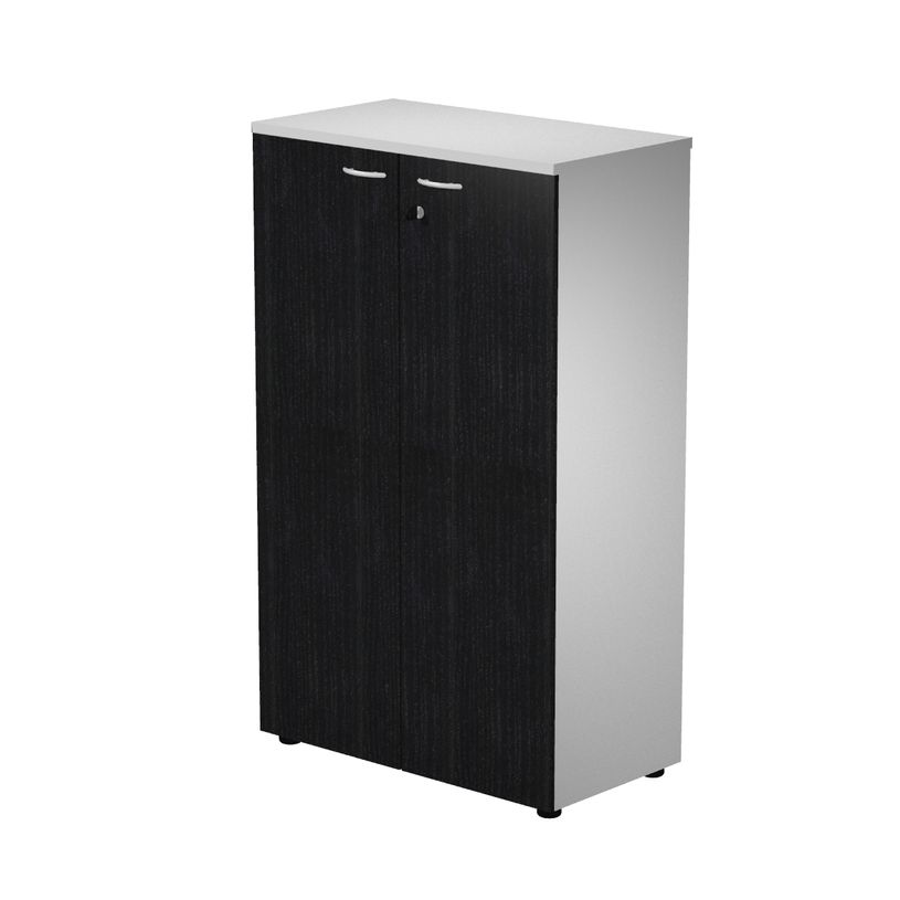 0404052257830-Bibliothèque haute Trend - L80xP44xH120 cm - 2 portes en mélaminé avec serrure - imitat-P_405225783_1-0