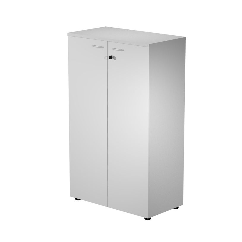 0404052257847-Bibliothèque haute Trend - L80xP44xH120 cm - 2 portes en mélaminé avec serrure - gris-P_405225784_1-0