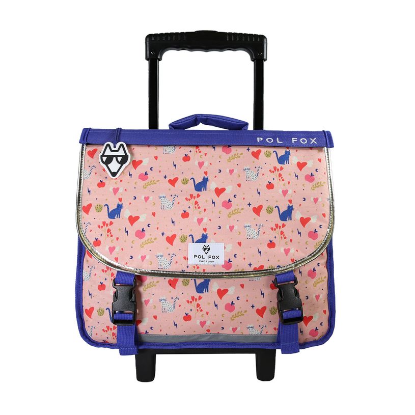 3663842008701-Cartable a roulettes 38  cm Dream- 2 compartiments- rose-  Pol Fox-P_405225976_4-3