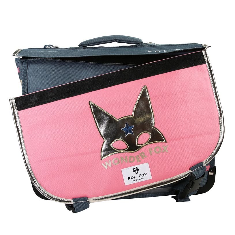 3663842008961-Cartable 38 cm Wonder Fox- 2 compartiments- gris-  Pol Fox-P_405225990_2-1