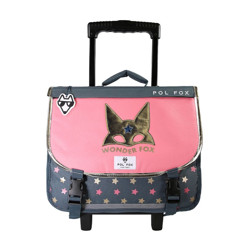 3663842008978-Cartable a roulettes 38 cm Wonder Fox- 2 compartiments- gris-  Pol Fox-P_405225991_1-0