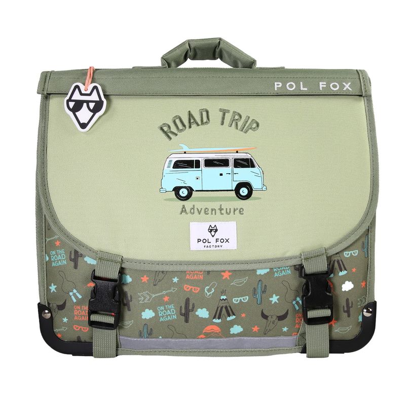 3663842009104-Cartable 35 cm Road Trip- 2 compartiments- vert-  Pol Fox-P_405226002_1-0