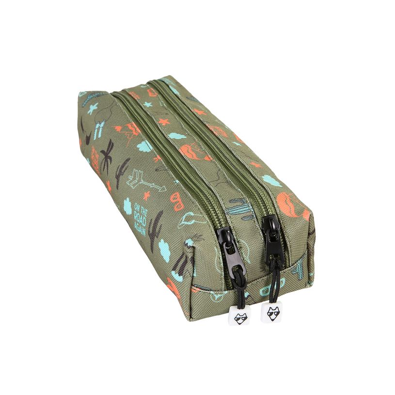 3663842009142-Trousse rectangulaire  Road Trip- 2 compartiments- vert- Pol Fox-P_405226005_2-1