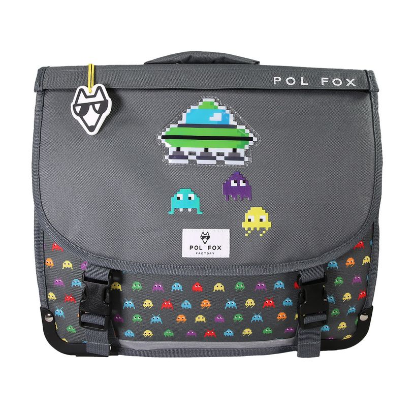 3663842009166-Cartable 38 cm Space Invader- 2 compartiments- gris- Pol Fox-P_405226006_1-0