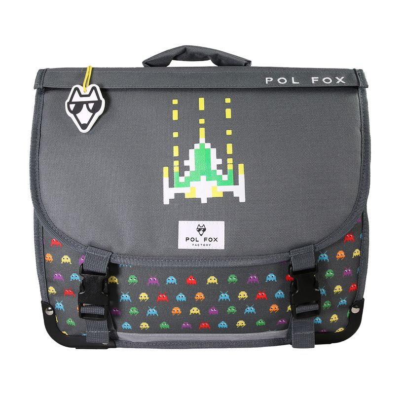 3663842009173-Cartable 41 cm Space Invader- 2 compartiments- gris- Pol Fox-P_405226007_4-3