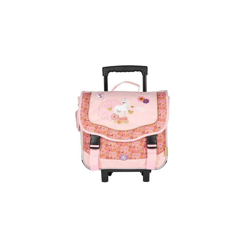 3661507564128-Cartable à roulettes BELLA SARA DREAM FLOWERS-2 compartiments- rose- Kid'Abord-P_405226016_1-0