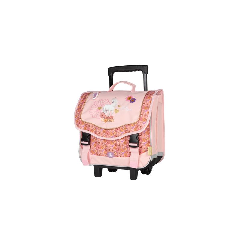 3661507564128-Cartable à roulettes BELLA SARA DREAM FLOWERS-2 compartiments- rose- Kid'Abord-P_405226016_2-1