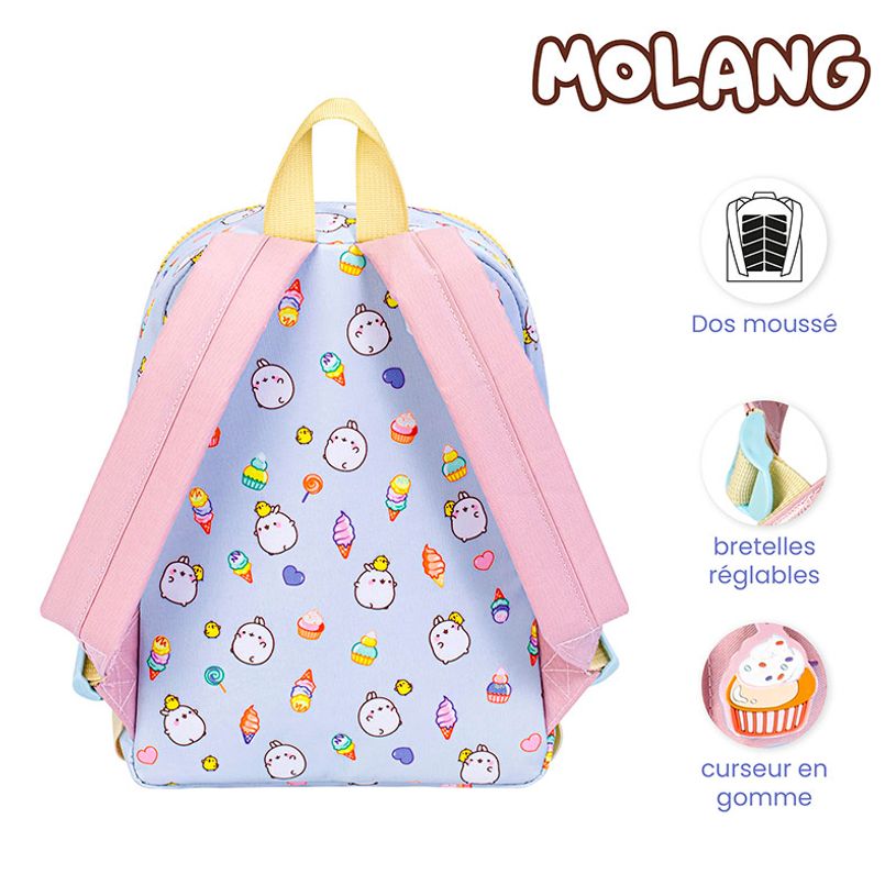 3135256274268-Sac à dos Molang - 1 compartiment - Bleu et Rose - Viquel-P_405226366_4-3