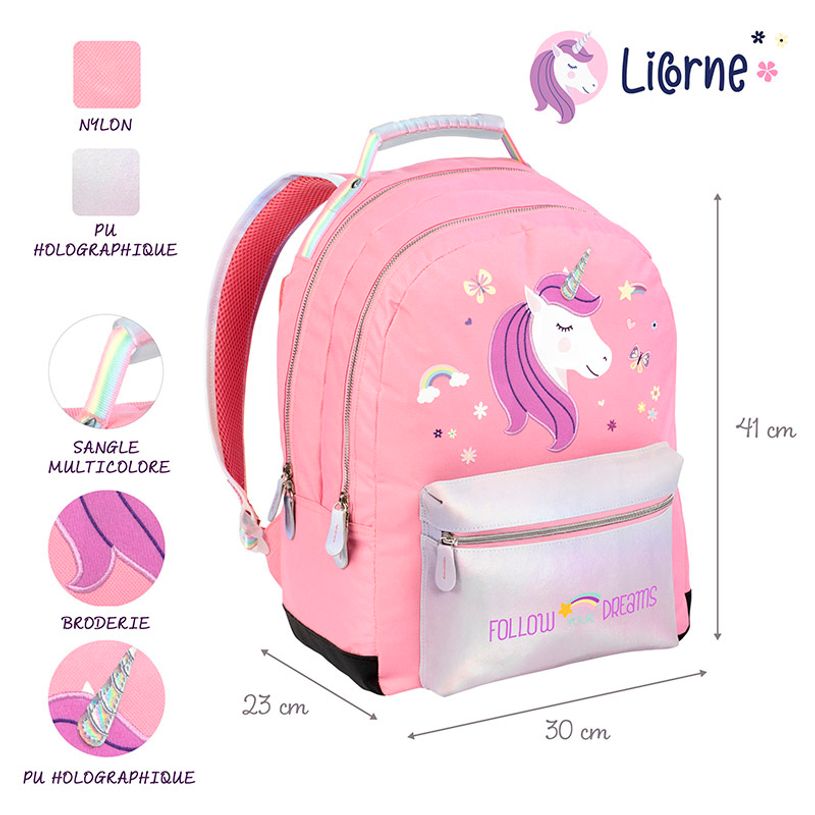 3135256244315-Sac à dos Licorne - 2 compartiments - Rose - Viquel-P_405226369_3-2