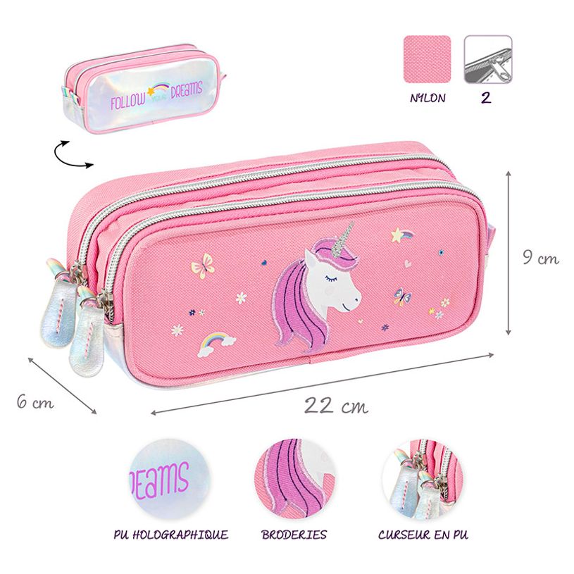 3135258774315-Trousse Licorne - 2 compartiments - Rose - Viquel-P_405226370_3-2