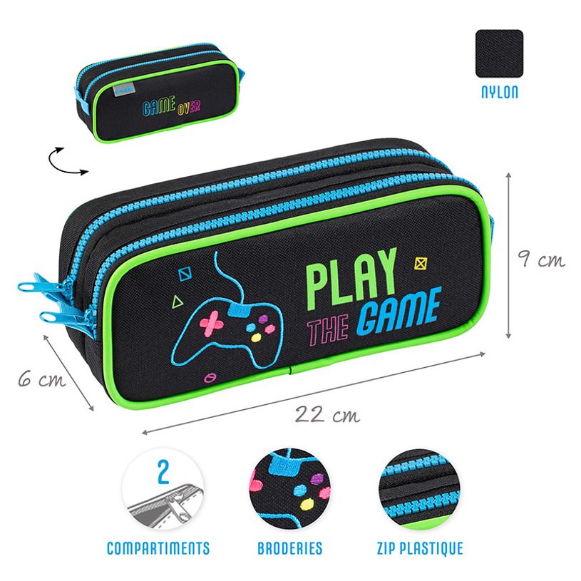 3135258774339-Trousse Player one - 2 compartiments - Noir - Viquel-P_405226374_3-2