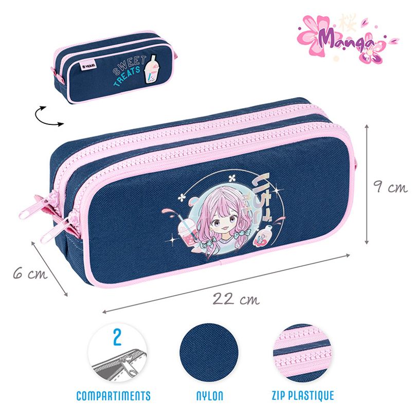 3135258774346-Trousse Manga - 2 compartiments - Bleu - Viquel-P_405226377_3-2