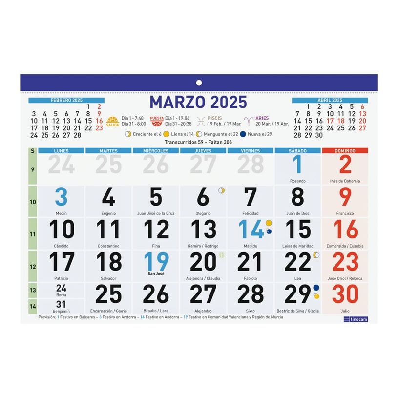 8422952381150-Finocam - Calendrier - 2025 - Skirt - mois à afficher - F93 - 300 x 210 mm - daté-P_405226571_1-0