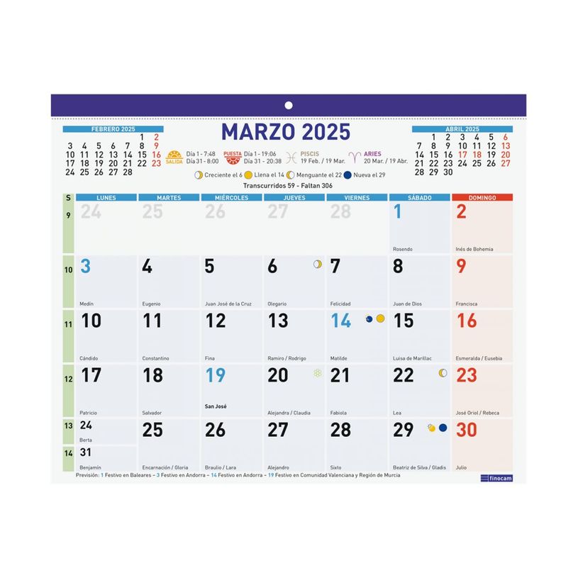 8422952381174-Finocam - Calendrier - 2025 - Skirt - mois à afficher - F43 - 300 x 247 mm - daté-P_405226573_2-0