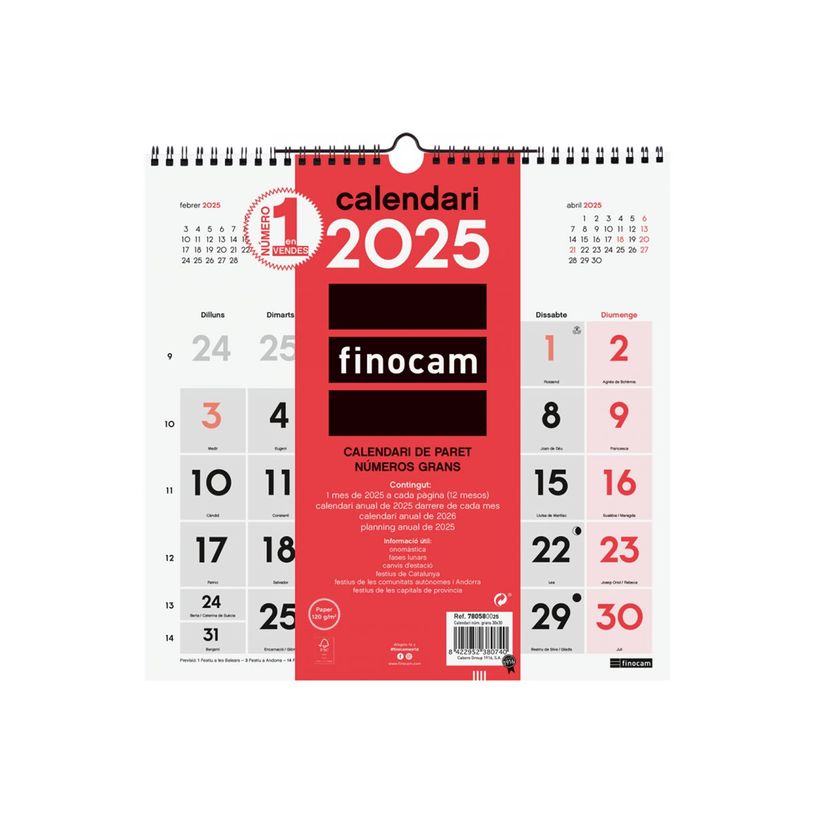 8422952380740-Finocam - Calendrier - fixation murale - 2025 - neutre - mois à afficher - 300 x 300 mm --P_405226677_3-0