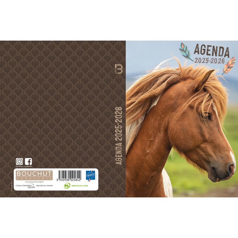 3592930027754-Agenda RDC reliure brochée année scolaire BOUCHUT "Cheval" 1 jour /page 12 x 17 cm PEFC -P_405227443_2-1