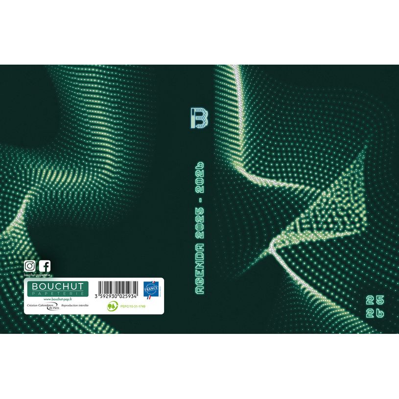 3592930027846-Agenda RDC reliure intégra année scolaire BOUCHUT "Techno" 12,5 x 17,5 cm coloris vert P-P_405227446_2-1