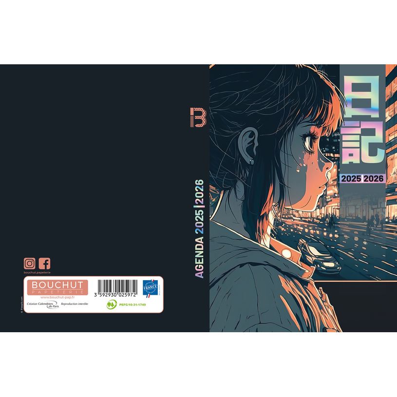 3592930025972-Agenda RDC reliure intégra année scolaire BOUCHUT "Manga corail" 12,5 x 17,5 cm -P_405227449_2-1