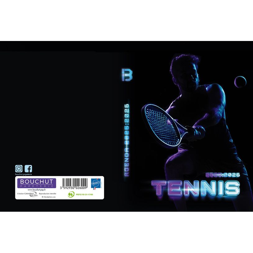 3592930027914-Agenda RDC reliure intégra année scolaire BOUCHUT "Tennis" 12,5 x 17,5 cm PEFC 70 %-P_405227452_2-1