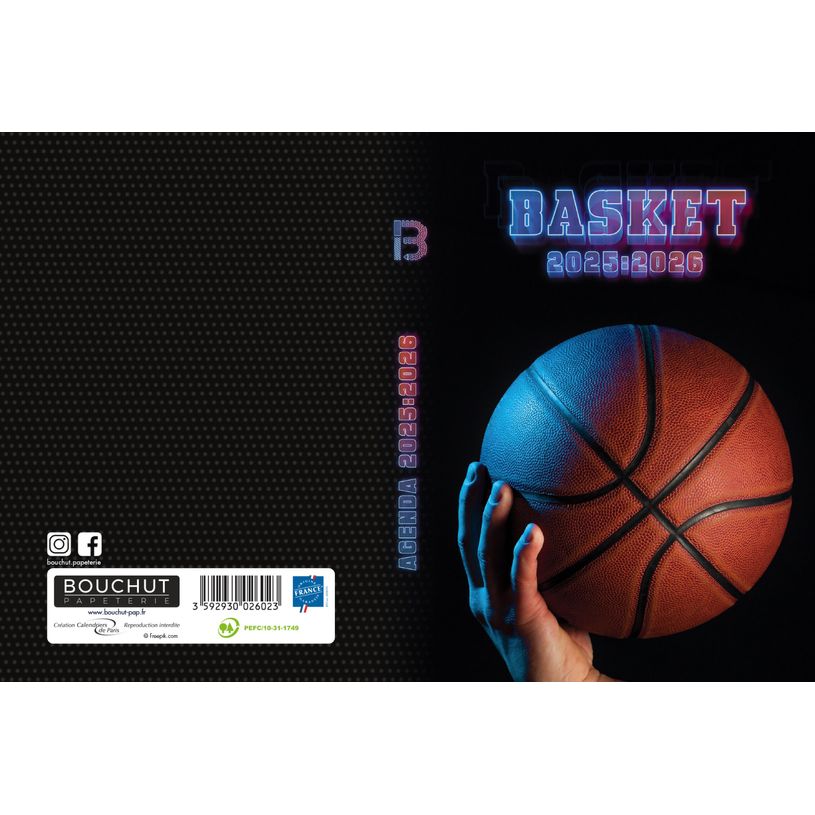 3592930027938-Agenda RDC reliure intégra année scolaire BOUCHUT "Basket" 12,5 x 17,5 cm PEFC 70 %-P_405227454_2-1