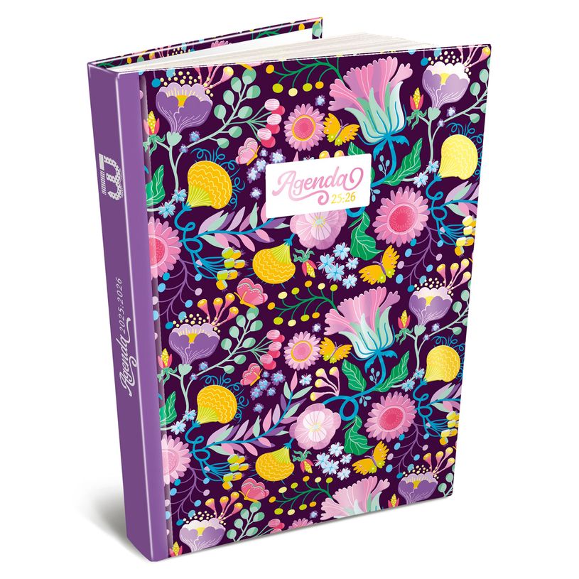 3592930026047-Agenda RDC reliure intégra année scolaire BOUCHUT "Girly Fleurs" 12,5 x 17,5 cm PEFC 70 -P_405227456_1-0