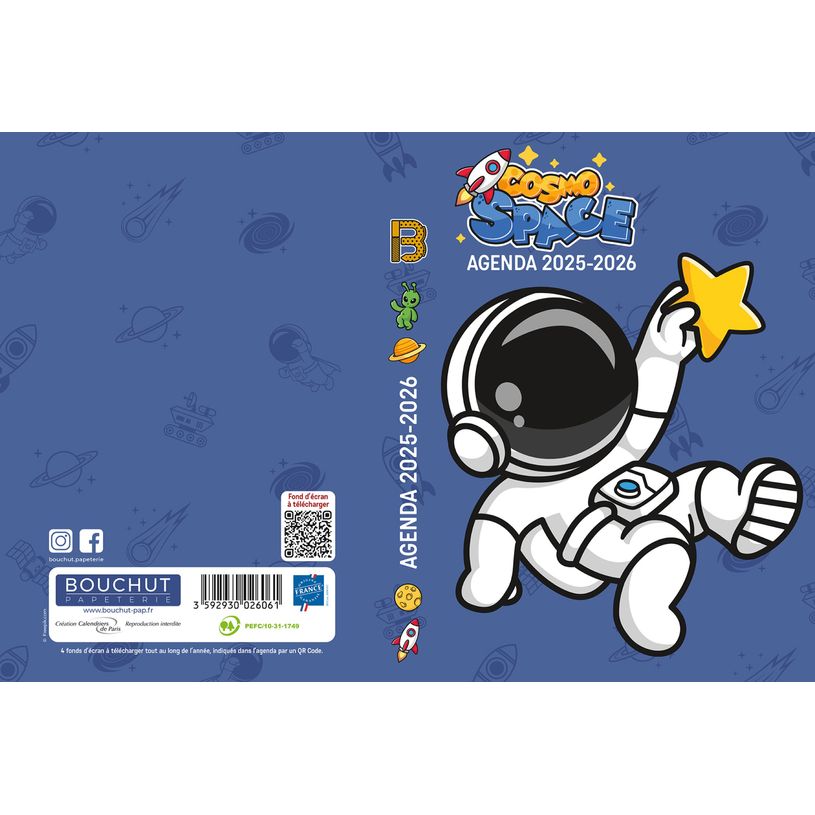 3592930027976-Agenda RDC reliure intégra BOUCHUT "Cosmo Space" 12,5 x 17,5 cm coloris bleu -P_405227460_2-1